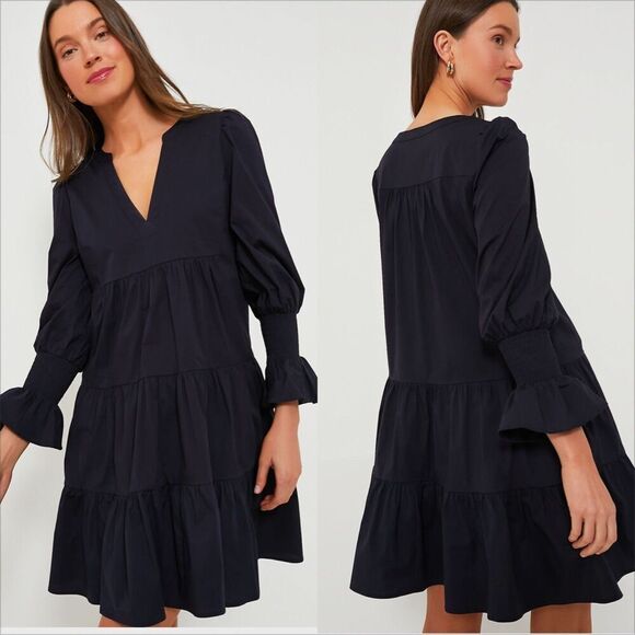 Tuckernuck Dresses & Skirts - Tuckernuck Pomander Place Kenzo Cotton Poplin Dress Size Medium Navy Blue